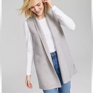 Charter 100% Cashmere Sleeveless Open-Front Vest Cardigan Sweater Size Small